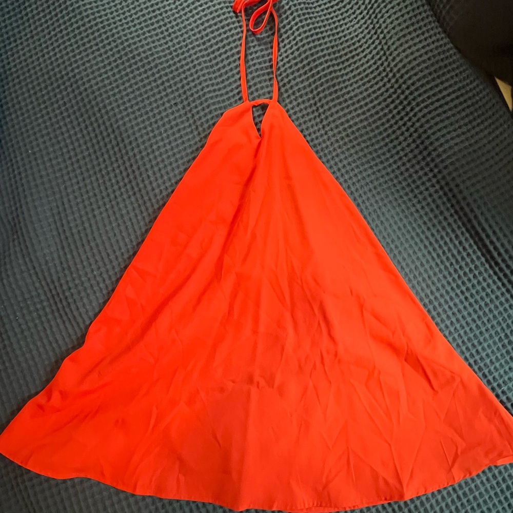 Bright Orange Halter Mini Dress